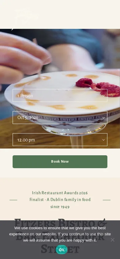 Fitzers website homepage on a phone