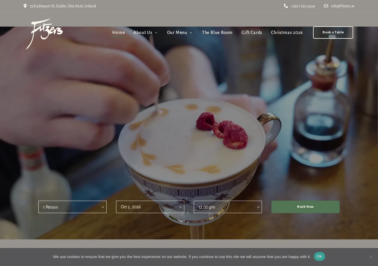 Fitzers website homepage on desktop