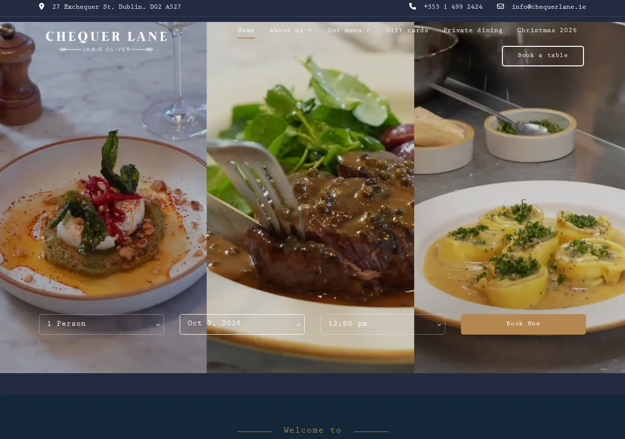 Chequer Lane by Jamie Oliver website homepage on desktop